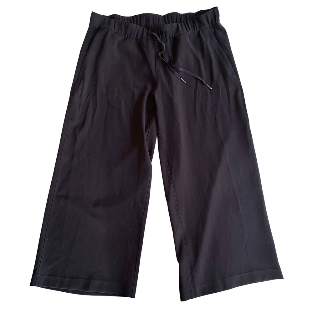 Lululemon On The Fly Wide-Leg Woven Pant Womens 12 Black Travel Casual Ret. $118